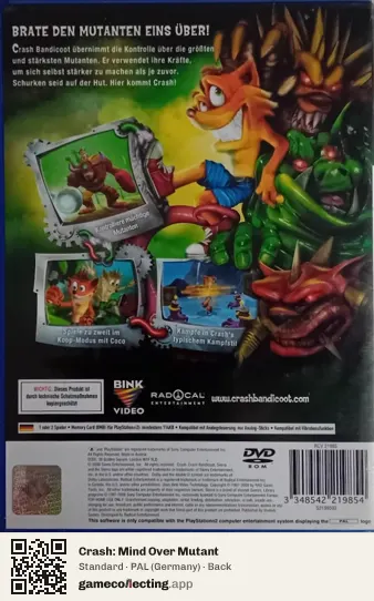 Crash: Mind Over Mutant PlayStation 2, Germany box back