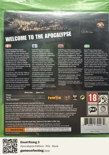 Dead Rising 3 Xbox One, PAL box back