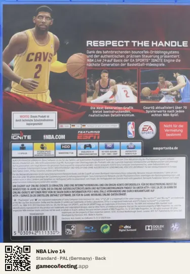 NBA Live 14 PlayStation 4, Germany box back