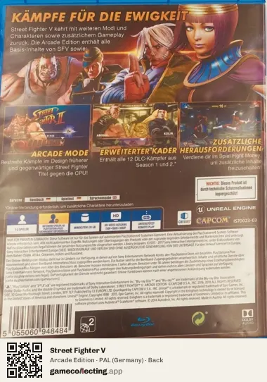 Street Fighter V PlayStation 4, Germany box back