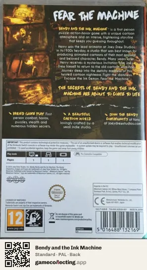 Bendy and the Ink Machine Nintendo Switch, PAL box back