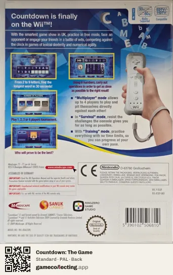 Countdown: The Game Nintendo Wii, PAL box back