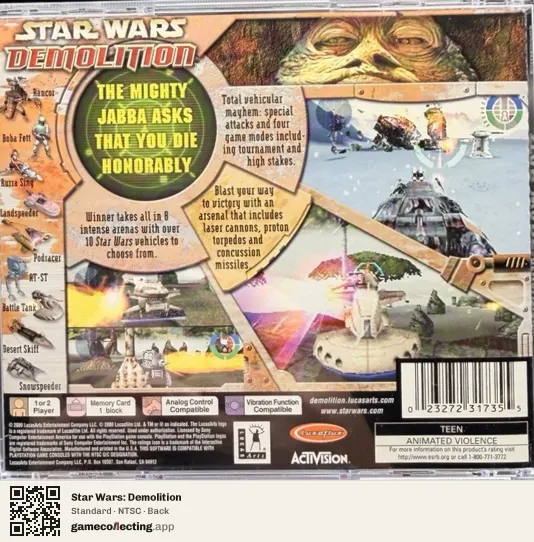 Star Wars: Demolition PlayStation, NTSC box back