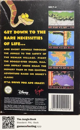 The Jungle Book Nintendo Entertainment System, PAL box back