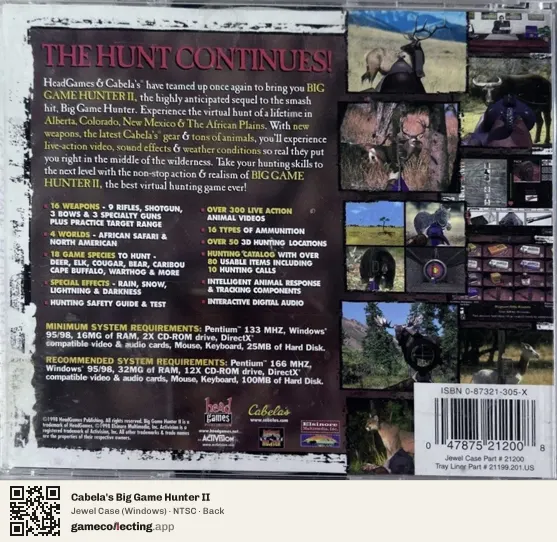 Cabela's Big Game Hunter II Computer, NTSC box back