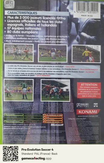Pro Evolution Soccer 4 Xbox, France box back