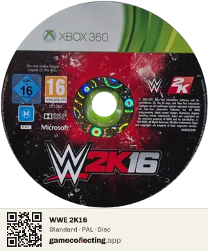 WWE 2K16 Xbox 360, PAL disc
