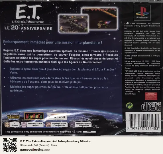 E.T. The Extra-Terrestrial: Interplanetary Mission PlayStation, France box back