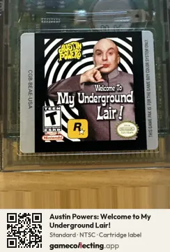 Austin Powers: Welcome to My Underground Lair! Game Boy Color, NTSC cartridge label