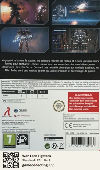 War Tech Fighters Nintendo Switch, PAL box back