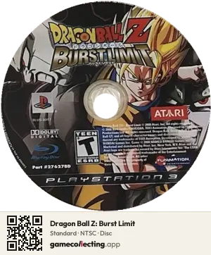 Dragon Ball Z: Burst Limit PlayStation 3, NTSC disc