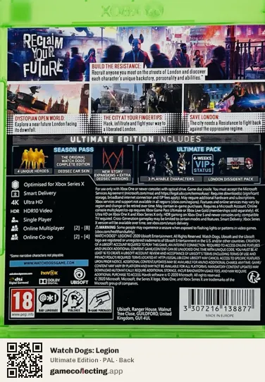 Watch Dogs: Legion Xbox One, PAL box back