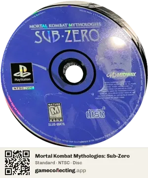 Mortal Kombat Mythologies: Sub-Zero PlayStation, NTSC disc