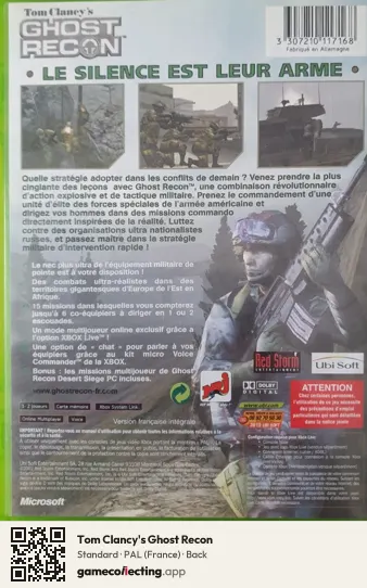 Tom Clancy's Ghost Recon Xbox, France box back