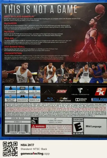 NBA 2K17 PlayStation 4, NTSC box back
