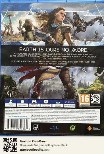 Horizon Zero Dawn PlayStation 4, United Kingdom box back