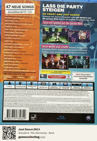 Just Dance 2014 PlayStation 4, Germany box back