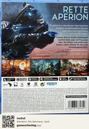 Godfall PlayStation 5, Germany box back