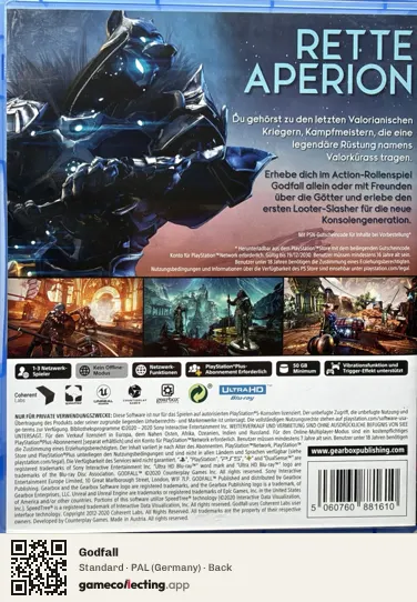 Godfall PlayStation 5, Germany box back