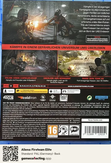 Aliens: Fireteam Elite PlayStation 5, Germany box back