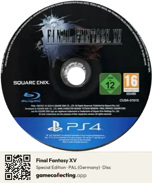 Final Fantasy XV PlayStation 4, PAL disc