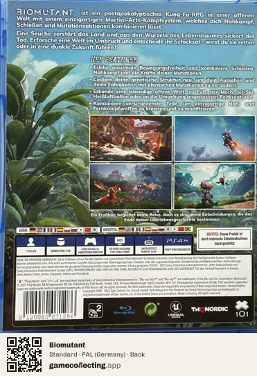 Biomutant PlayStation 4, Germany box back