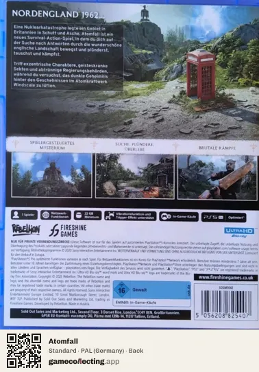 Atomfall PlayStation 5, Germany box back