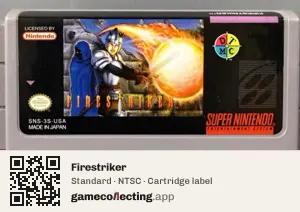 Firestriker Super Nintendo Entertainment System, NTSC cartridge label