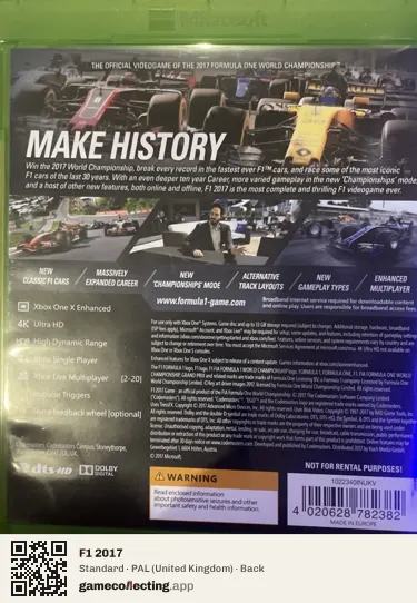 F1 2017 Xbox One, United Kingdom box back