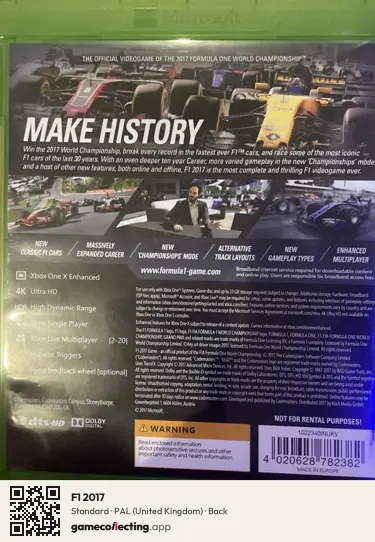 F1 2017 Xbox One, United Kingdom box back