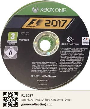 F1 2017 Xbox One, PAL disc