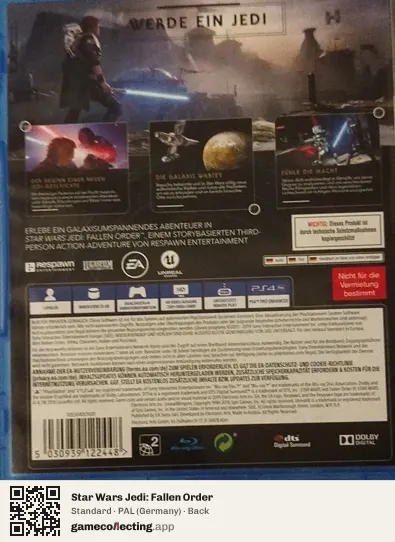 Star Wars Jedi: Fallen Order PlayStation 4, Germany box back