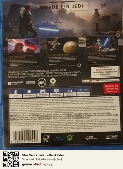 Star Wars Jedi: Fallen Order PlayStation 4, Germany box back
