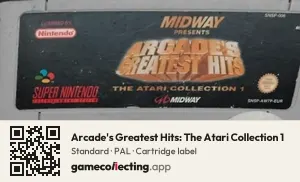 Arcade's Greatest Hits: The Atari Collection 1 Super Nintendo Entertainment System, PAL cartridge label