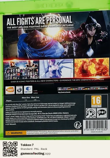 Tekken 7 Xbox One, PAL box back