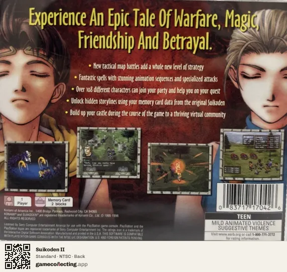 Suikoden II PlayStation, NTSC box back