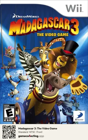Madagascar 3: The Video Game Nintendo Wii, NTSC box front