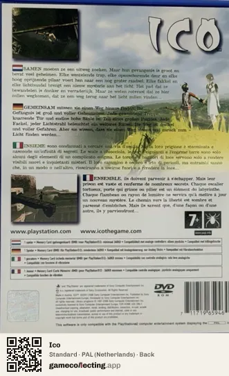 Ico PlayStation 2, Netherlands box back