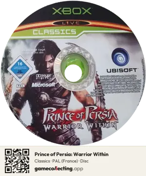 Prince of Persia: Warrior Within Xbox, PAL disc