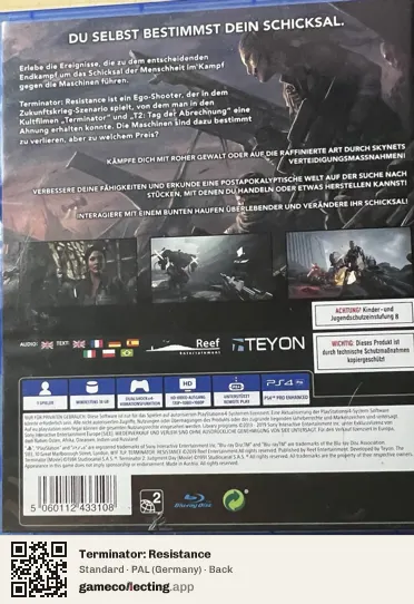 Terminator: Resistance PlayStation 4, Germany box back