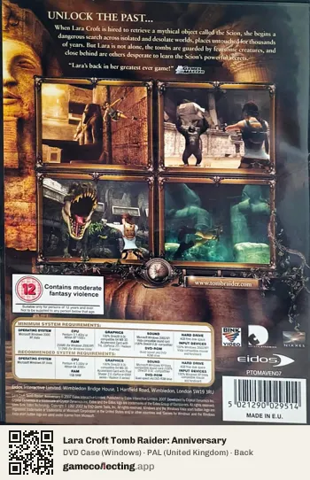 Lara Croft Tomb Raider: Anniversary Computer, United Kingdom box back