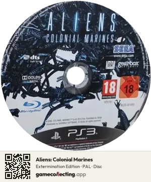 Aliens: Colonial Marines PlayStation 3, PAL disc