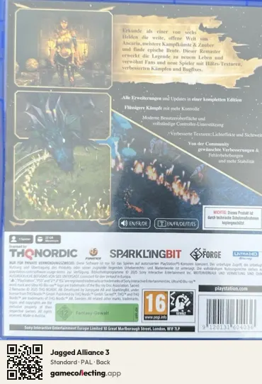 Jagged Alliance 3 PlayStation 5, PAL box back