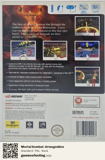Mortal Kombat: Armageddon Nintendo Wii, PAL box back