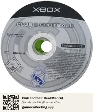 Club Football: Real Madrid Xbox, PAL disc