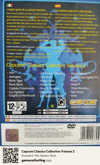 Capcom Classics Collection Volume 2 PlayStation 2, Spain box back