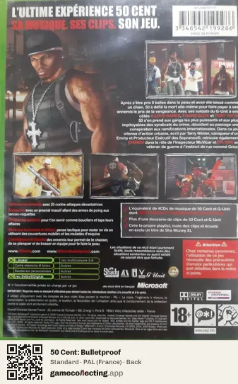 50 Cent: Bulletproof Xbox, France box back