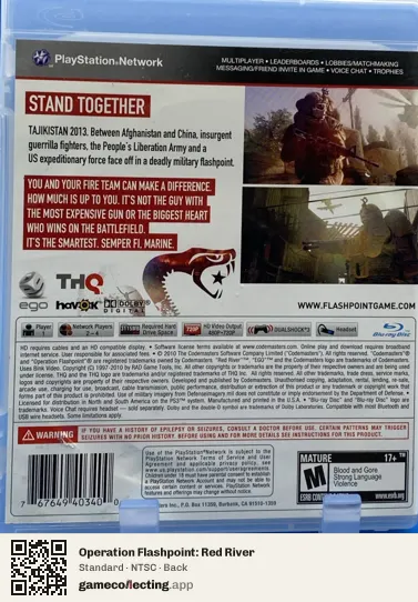 Operation Flashpoint: Red River PlayStation 3, NTSC box back
