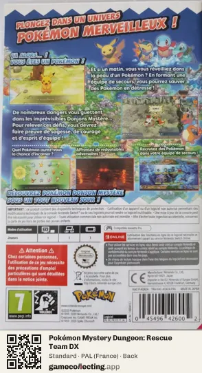 Pokémon Mystery Dungeon: Rescue Team DX Nintendo Switch, France box back