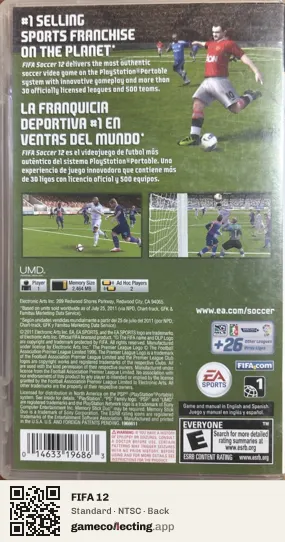 FIFA 12 PlayStation Portable, NTSC box back